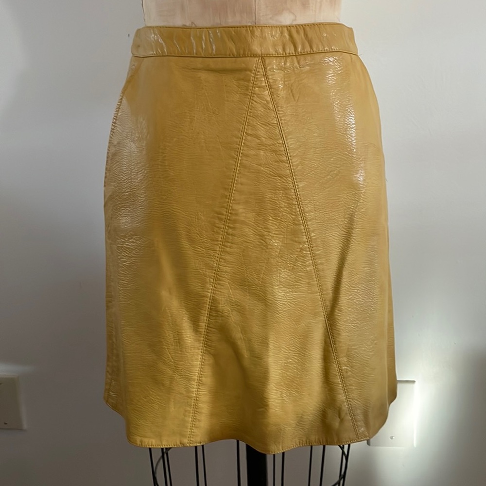 Zara Faux Leather Ocre A-Line Mini Skirt